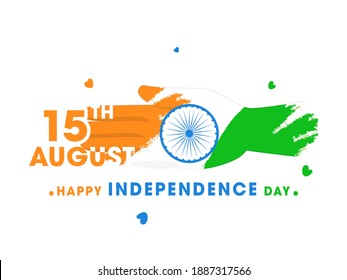 Human Hand Print From India Flag in Brush Stroke Style for 15th August, Happy Independence Day Concept.