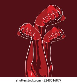 Human hand Up Proletarian Revolution .Hand up for showing power of our - Vector Illustration Concept
