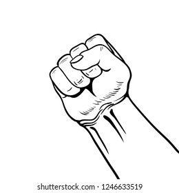 Human hand Up Proletarian Revolution - Vector Illustration Concept in Soviet Union Agitation Style. Fist of revolution. 