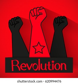 Human hand Up Proletarian Revolution - Vector Illustration