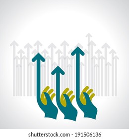 human hand push the business chart