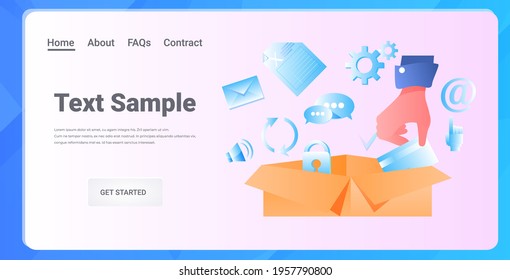 human hand putting credit card in cardboard box online computer application social media network concept