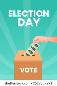 human hand putting the vote into the election box vector illustration, ballot in election day
