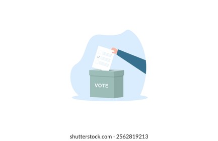 human hand putting the vote into the election box vector illustration, ballot in election day