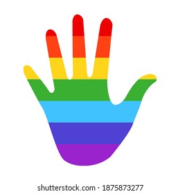 Human hand rainbow isolate on white background.