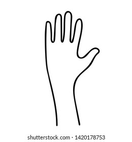 human hand raised up contour doodle