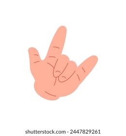 Menschliche Hand mit erhobenen Fingern Rock Heavy Metal Gesture Ikone Vektorgrafik flache Illustration. Männliche Cartoon Arm Punk Musikkultur Gesture Horned Symbol Hard Festival Band Konzert cooler Lifestyle