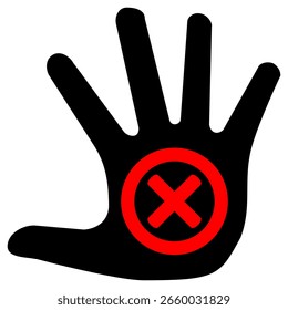 Human hand with red interdiction symbol. Vector  illustration. 