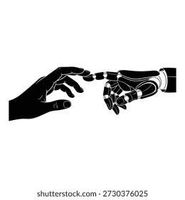 Human hand and robot hand reaching connection technology