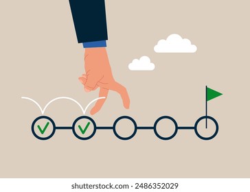 Human hand running. Business planner and successful execution of business tasks. Flat modern vector illustration.