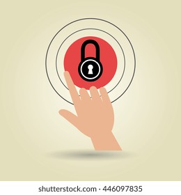human hand selecting padlockisolated icon design, vector illustration  graphic 
