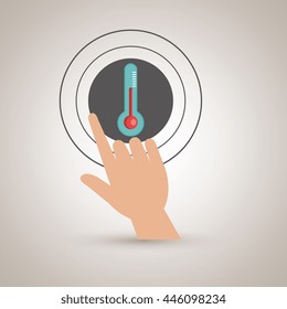 human hand selecting thermometer isolated icon design, vector illustration  graphic 
