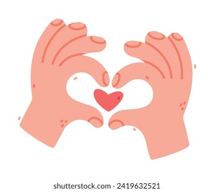 Human Hand Show Love Heart Gesture Vector Illustration