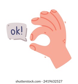 Human Hand Show Ok Gesture as Approval Vector Illustration