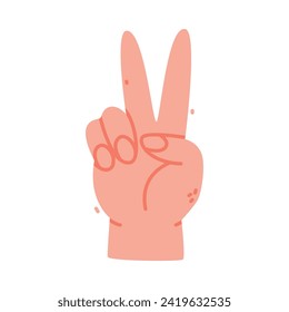 Human Hand Show V Sign Gesture Vector Illustration