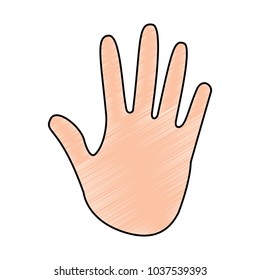 human hand showing five fingers open vector illustration drawing color design