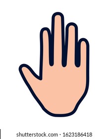 human hand showing five fingers stop gesture icon vector illustration