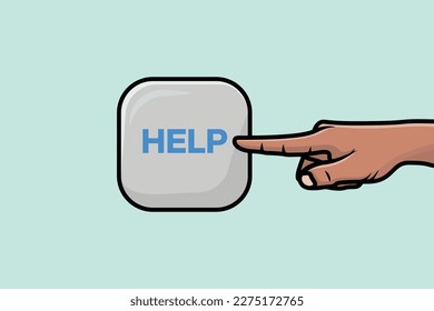 Human Hand Showing Help Sign Board vector illustration. People hands with various gestures vector design. People objects icon concept. Office workers showing a signs with the word help.