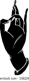 Human hand, showing OK sight, fingers showing symbol of a great state. OK icon
