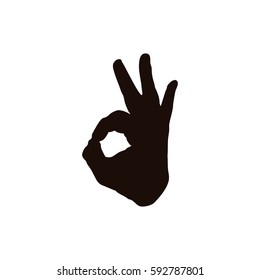 Human hand, showing OK sight, fingers showing symbol of a great state. OK icon