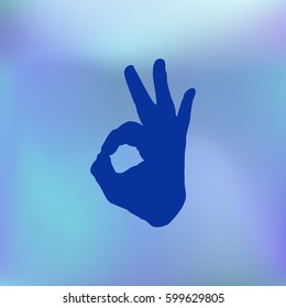 Human hand, showing OK sight, fingers showing symbol of a great state. OK icon