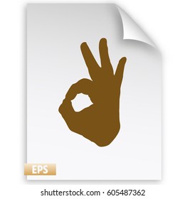 Human hand, showing OK sight, fingers showing symbol of a great state. OK icon