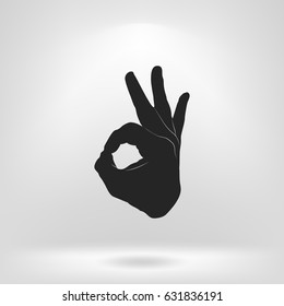Human hand, showing OK sight, fingers showing symbol of a great state. OK icon