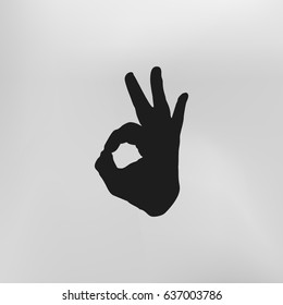 Human hand, showing OK sight, fingers showing symbol of a great state. OK icon