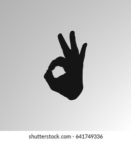 Human hand, showing OK sight, fingers showing symbol of a great state. OK icon