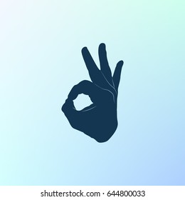 Human hand, showing OK sight, fingers showing symbol of a great state. OK icon
