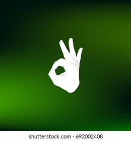 Human hand, showing OK sight, fingers showing symbol of a great state. OK icon