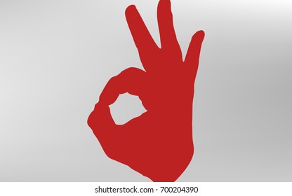 Human hand, showing OK sight, fingers showing symbol of a great state. OK icon