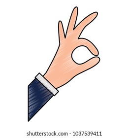 human hand showing okay gesture vector illustration drawing color design