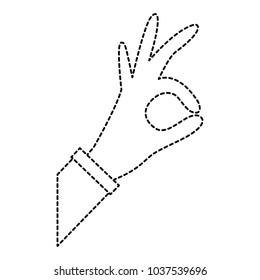 human hand showing okay gesture vector illustration sticker design 