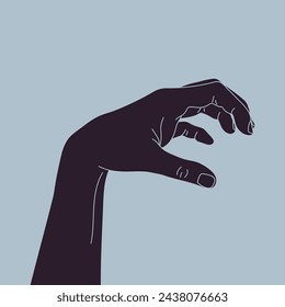 Human hand showing scary gesture. Monster claw hand. Creature scratching hand. Vector illustration