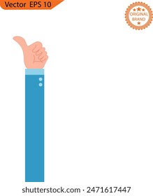 Human hand showing thumbs up. Clip Art, transparent background. High resolution	
