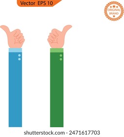 Human hand showing thumbs up. Clip Art, transparent background. High resolution	