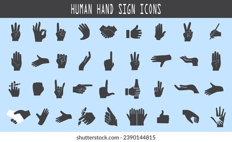 human hand sign icons. Hands collection icons.