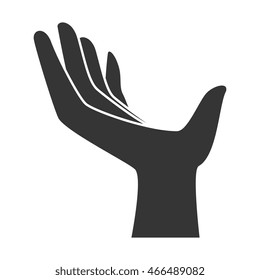 human hand silhouette , isolated flat icon design