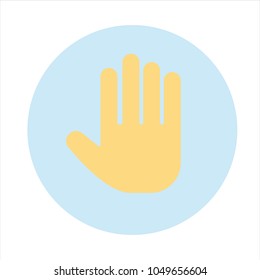 Human hand silhouette logo. Modern style vector illustration icons. 
Isolated on white background. Human palm on blue circle icon. 