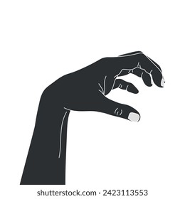 La silueta de la mano humana muestra un gesto aterrador. Mano de garra. La creatura arañando la mano. Ilustración del vector