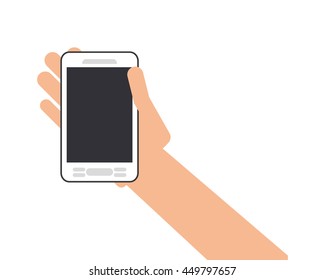 human hand smartphone mobile isolated vector illustration
