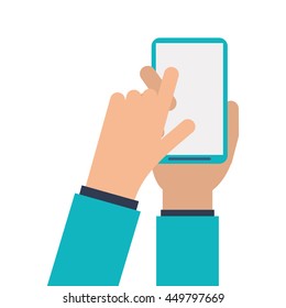 human hand smartphone mobile isolated vector illustration