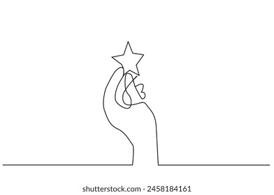 Human Hand Star Icon Evaluation Sign One Line Art Design Vektorgrafik