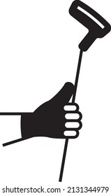 Human Hand with Stick Vector Icon Design, Club and Ball sport Symbol, Golfers Equipment Stock illustration, Golfer holding Wedge Concept, 