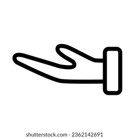Icono de línea de gestos de soporte manual para uso humano, concepto de gestos, recepción o solicitud de señalización manual en fondo blanco, Icono de apertura de palma en estilo de contorno para concepto móvil, diseño web. Gráficos vectoriales
