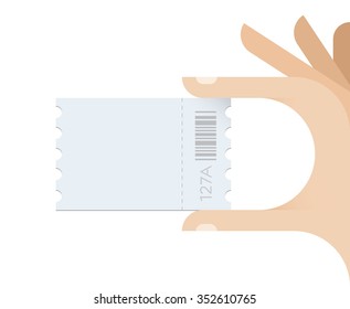 Human hand taking ticket with copy space for your text. Concept - Cinema, Transport, Event, Concert, Exhibition, Presentation, Seminar, Bus or Subway ticket.