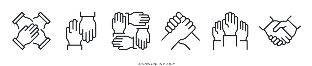 Human Hand thin line icon set. Web minimal icons