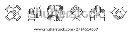 Human Hand thin line icon set. Web minimal icons