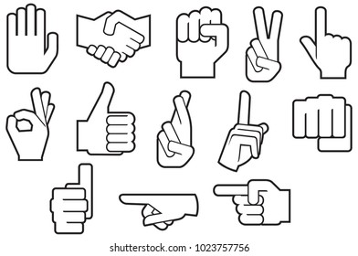 human hand thin line icons